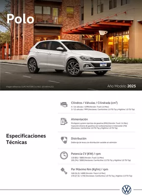 Catálogo Volkswagen en Cusco | Polo  | 2024-10-29T00:00:00.000Z - 2025-10-29T00:00:00.000Z