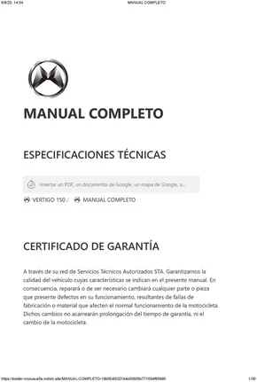 Catálogo Mavila en Huacho | Manual Vertigo 150  | 2025-01-06T00:00:00.000Z - 2025-06-30T00:00:00.000Z
