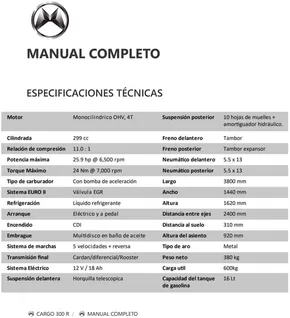 Catálogo Mavila en Chiclayo | Manual Cargo 300 R | 2025-01-06T00:00:00.000Z - 2025-06-30T00:00:00.000Z
