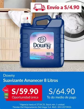 Catálogo Sodimac en Lima | Suavizante Amanecer 8 litros | 2025-04-22T00:00:00.000Z - 2025-04-27T00:00:00.000Z