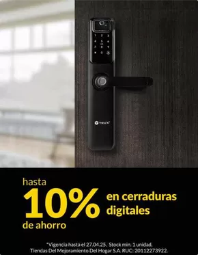 Catálogo Sodimac en Cajamarca | hasta 10% en cerraduras digitales  | 2025-04-22T00:00:00.000Z - 2025-04-27T00:00:00.000Z