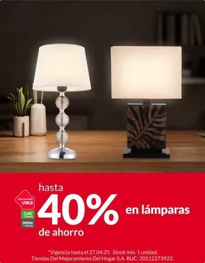 Catálogo Sodimac en Cajamarca | hasta 40% en lamparas  | 2025-04-22T00:00:00.000Z - 2025-04-27T00:00:00.000Z