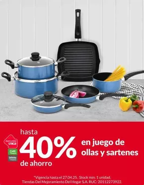 Catálogo Sodimac en Lima | hasta 40% en juego de olla y sartenes | 2025-04-22T00:00:00.000Z - 2025-04-27T00:00:00.000Z
