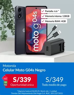 Catálogo Sodimac | Celular Moto GO4s | 2025-04-29T00:00:00.000Z - 2025-05-04T00:00:00.000Z