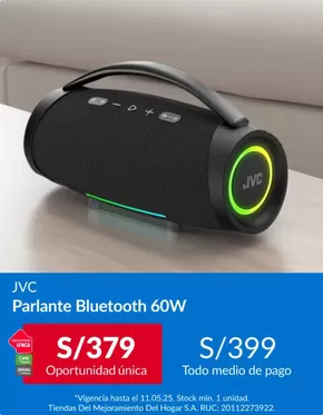 Catálogo Sodimac | Parlante bluetooth 60W | 2025-05-06T00:00:00.000Z - 2025-05-11T00:00:00.000Z