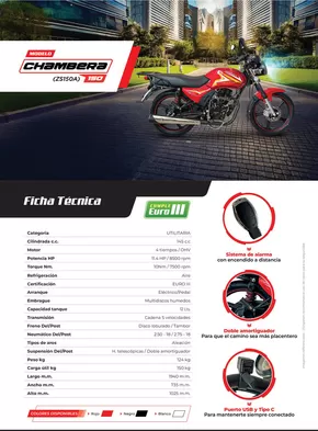 Catálogo Zongshen en Piura | ficha chambera zs150a | 2025-05-12T00:00:00.000Z - 2025-12-31T00:00:00.000Z