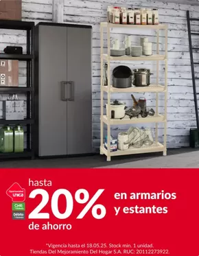 Catálogo Sodimac en Lima | hasta 20% en armarios y estantes | 2025-05-13T00:00:00.000Z - 2025-05-18T00:00:00.000Z