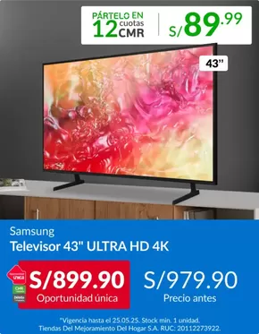Catálogo Sodimac en Lima | Televisor 43 | 2025-05-20T00:00:00.000Z - 2025-05-25T00:00:00.000Z
