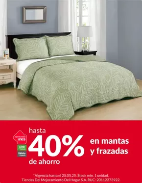 Catálogo Sodimac en Lima | hasta 40% en mantas y frazadas  | 2025-05-20T00:00:00.000Z - 2025-05-25T00:00:00.000Z