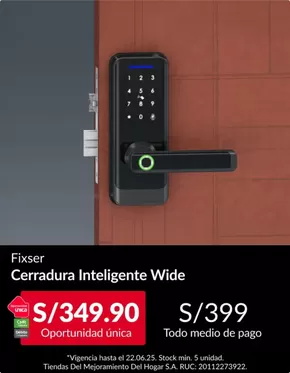 Catálogo Sodimac en Lima | Cerradura inteligente  | 2025-06-17T00:00:00.000Z - 2025-06-22T00:00:00.000Z