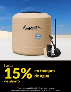 Catálogo Sodimac en Lima | Hasta 15% en tanques de agua | 2025-06-17T00:00:00.000Z - 2025-06-22T00:00:00.000Z