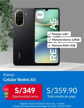 Catálogo Sodimac en Lima | Celular redmi  | 2025-06-24T00:00:00.000Z - 2025-06-29T00:00:00.000Z